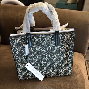 Marc Jacobs Navy and Beige Circle Pattern Tote